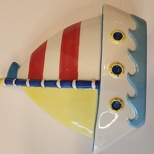 SAILBOAT BANK Ceramic w/Box Like New, Isabellas Journey Childrens Collection